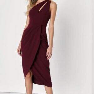 Lulu's Maroon One Shoulder Asymmetrical Dress Size Small